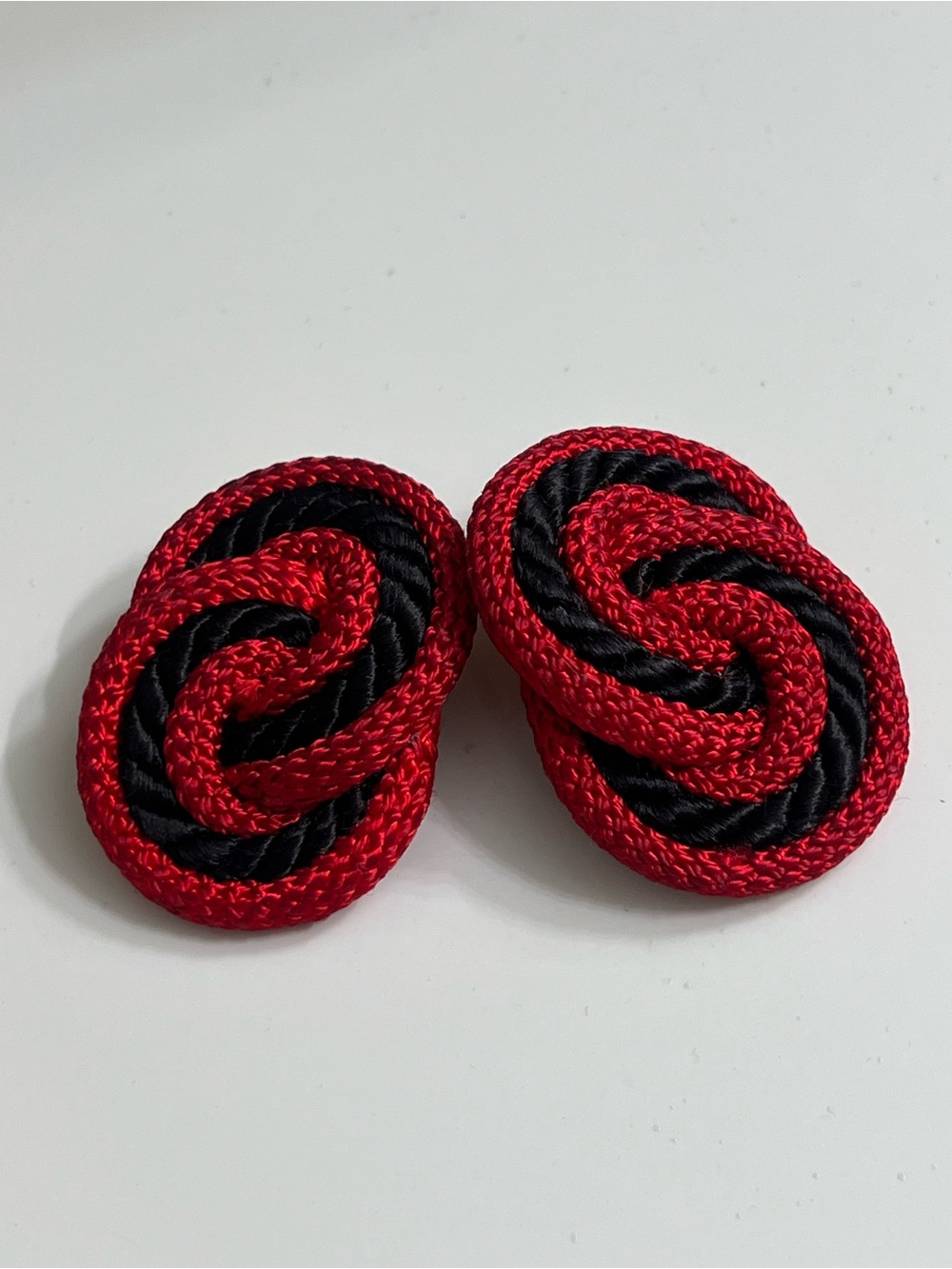 Red and Black Cord Knot Earrings - Women Accessories